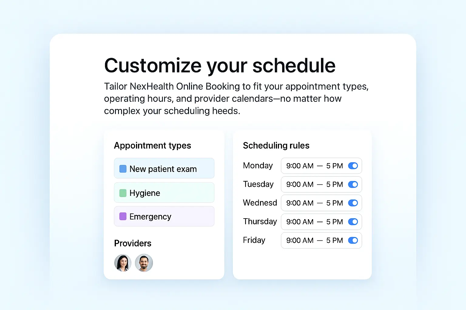 Online scheduling interface showing weekly calendar view
