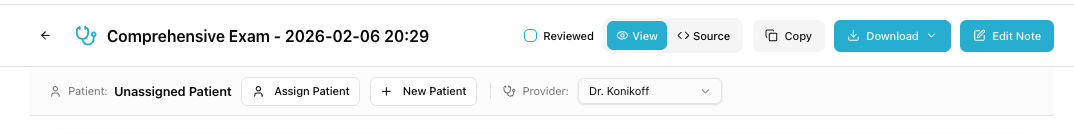 Assigning a patient to a note